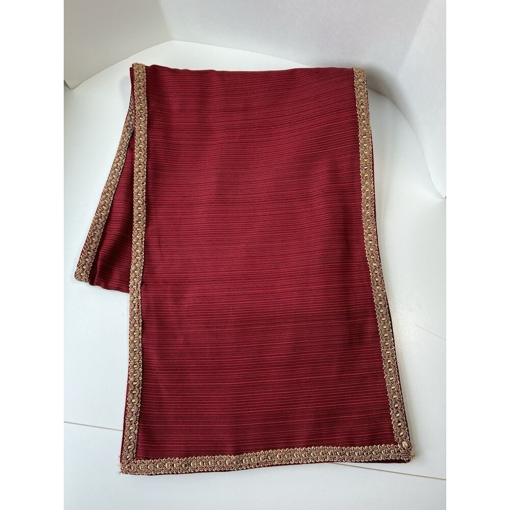 Deep Red With Gold Trim Table Runner